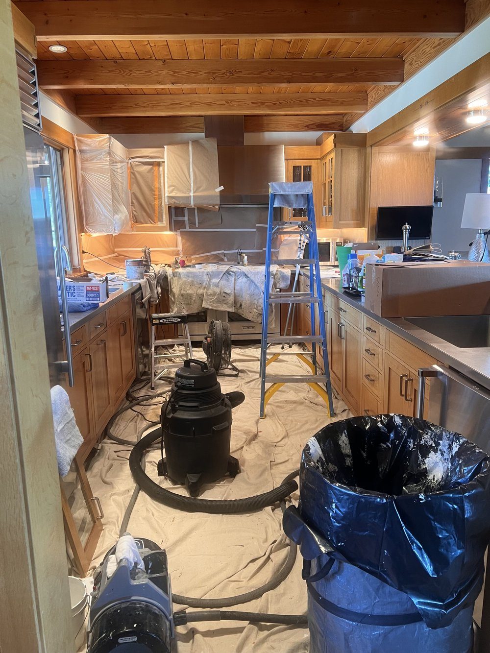 Kitchen prepared for interior painting