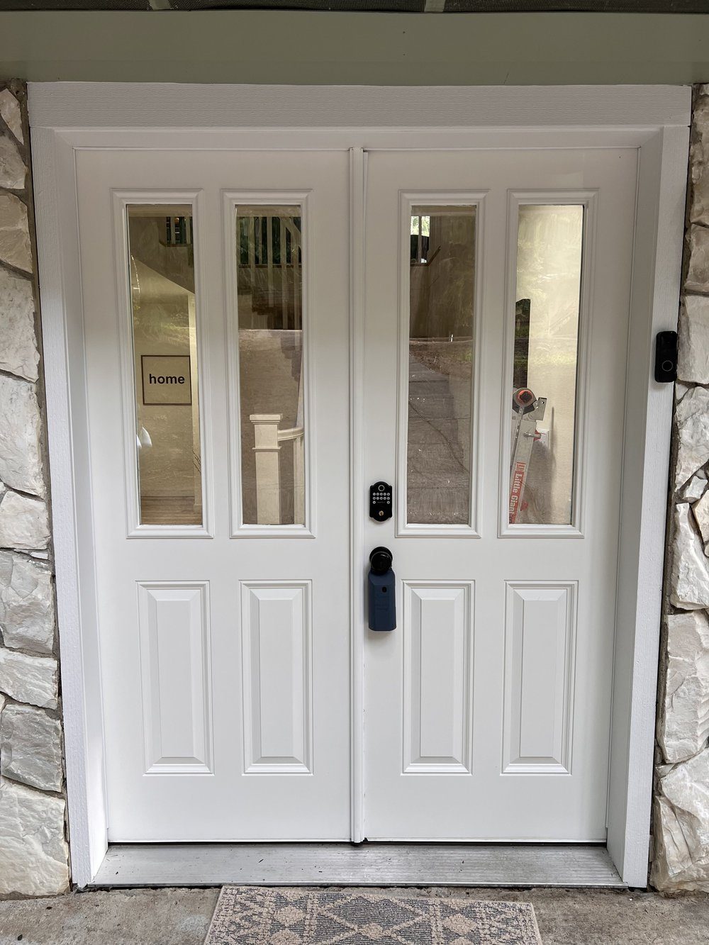 Freshly painted white doors and trim